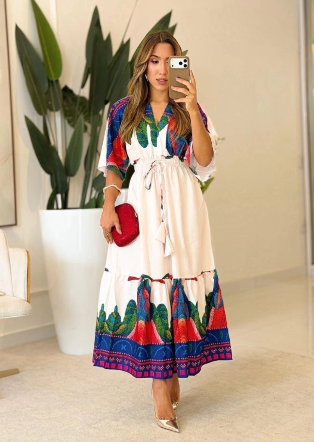 974 - Vestido Salinas | Manga Flare com elástec