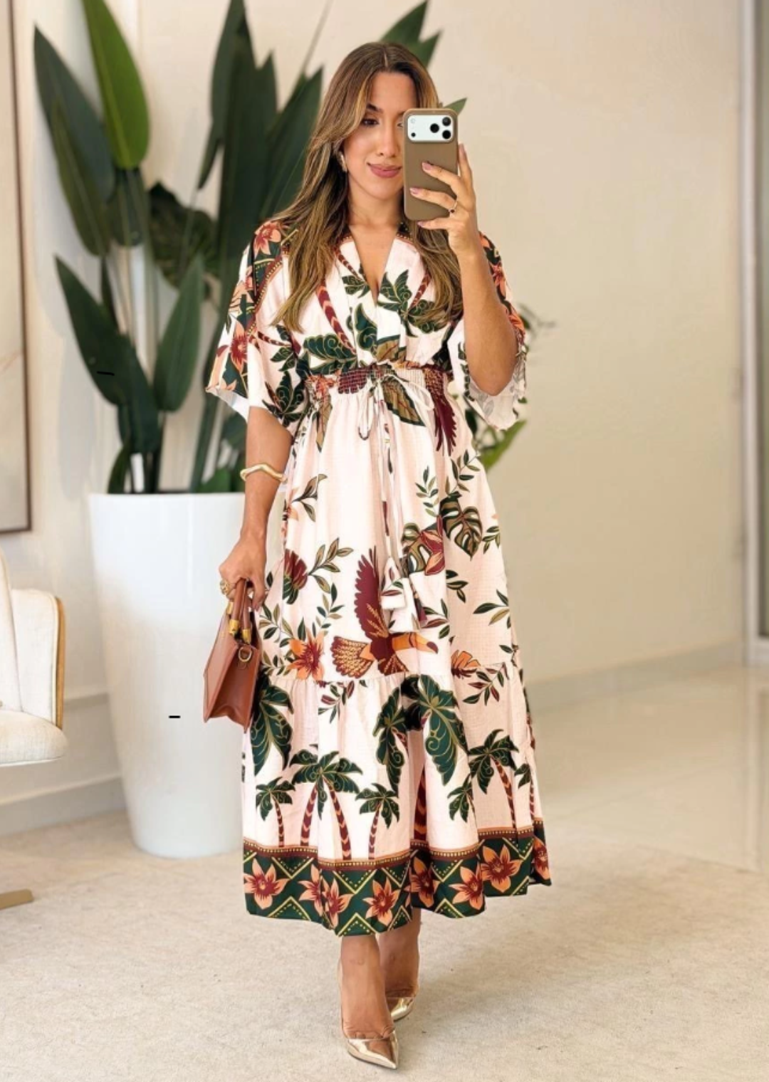 974 - Vestido Salinas | Manga Flare com elástec