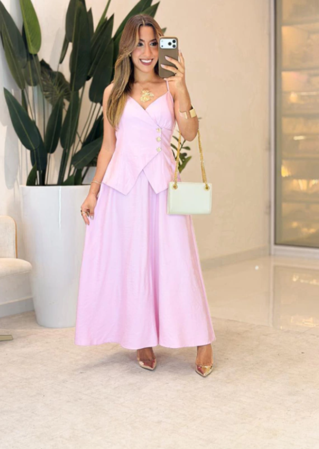 1011 - Vestido linho | detalhe botões