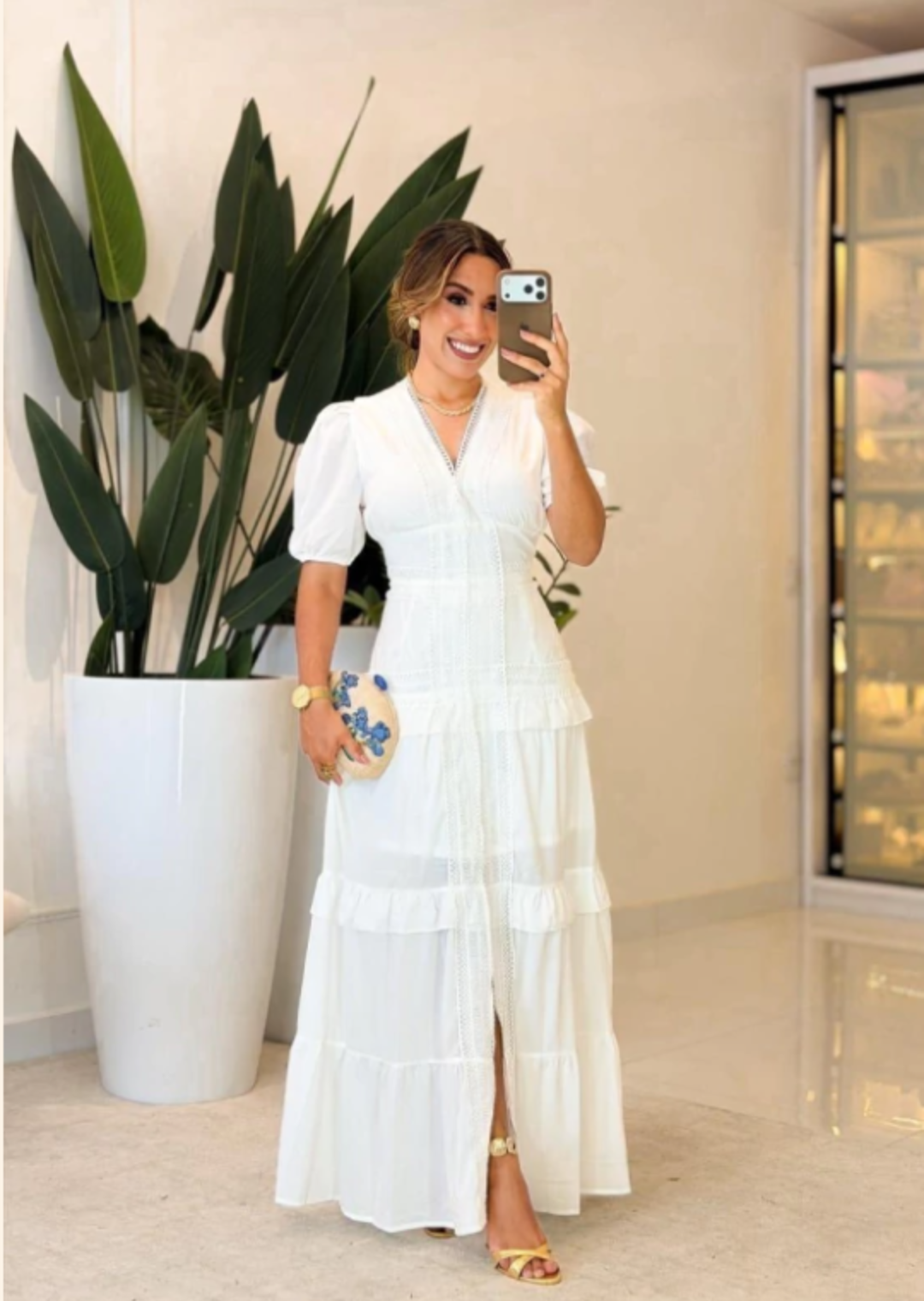 1087 - Vestido Musseline | Detalhe em Guipir