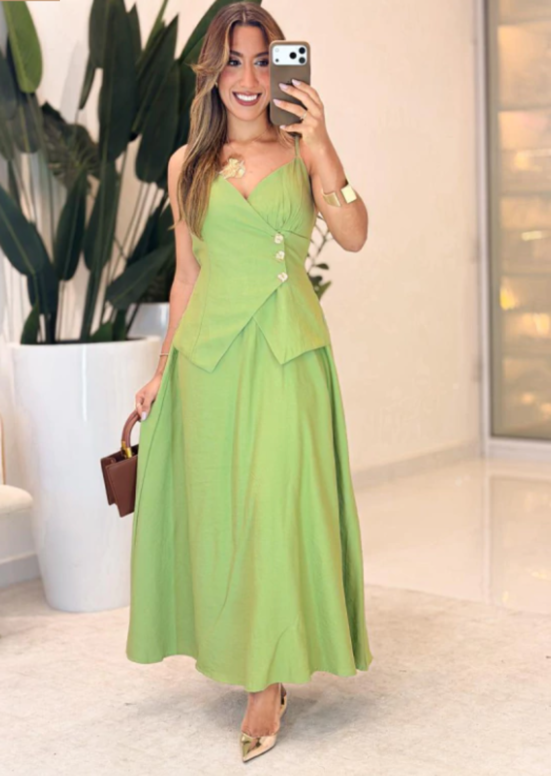 1011 - Vestido linho | detalhe botões