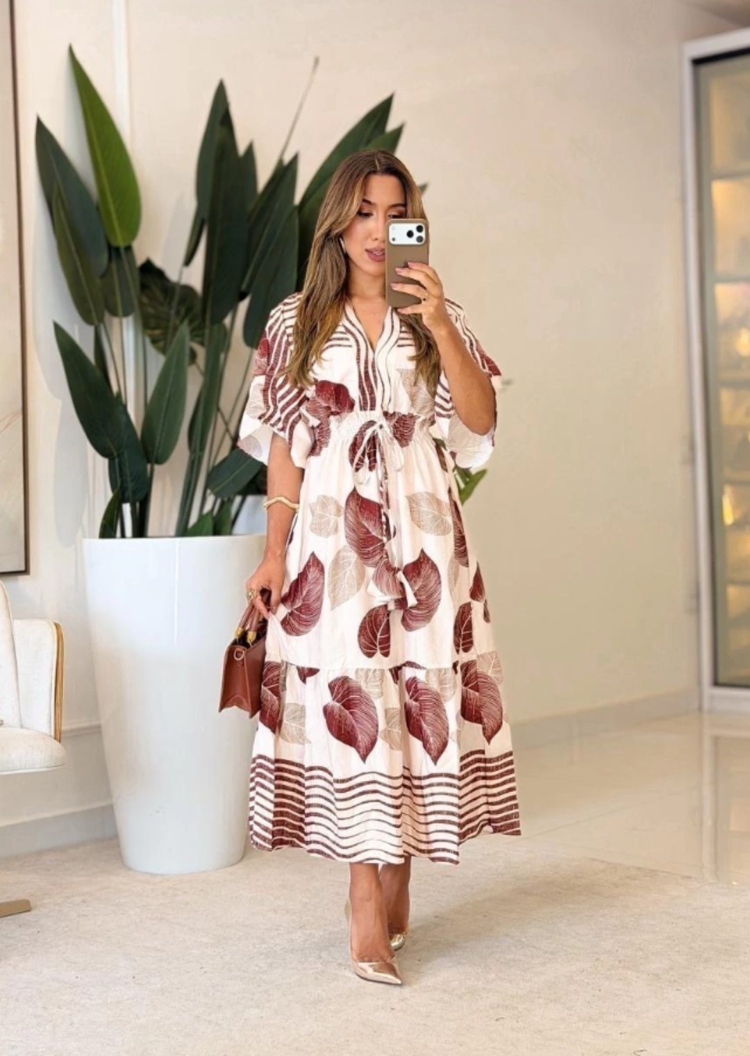 974 - Vestido Salinas | Manga Flare com elástec