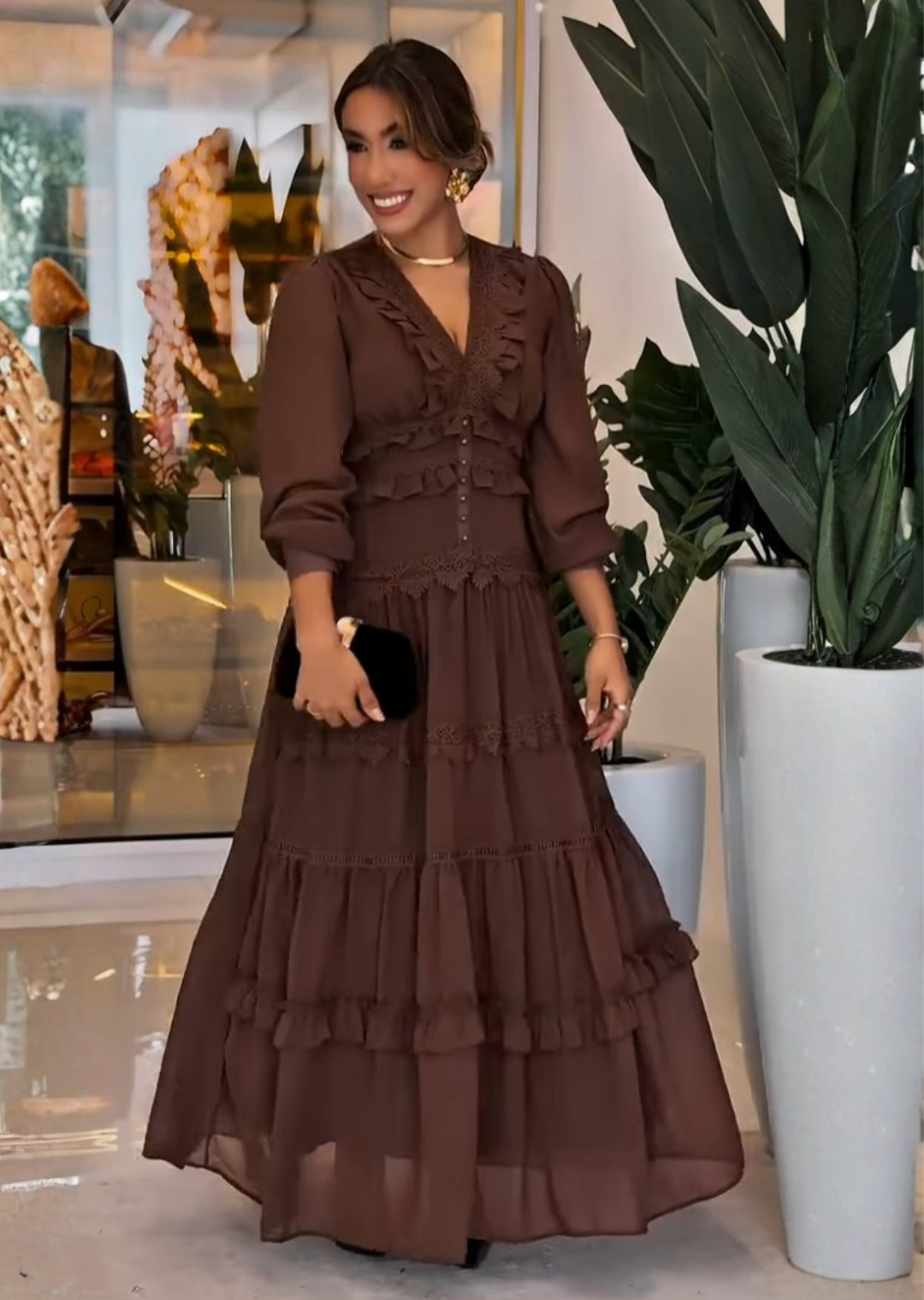 1834 – Vestido Chiffon com Renda