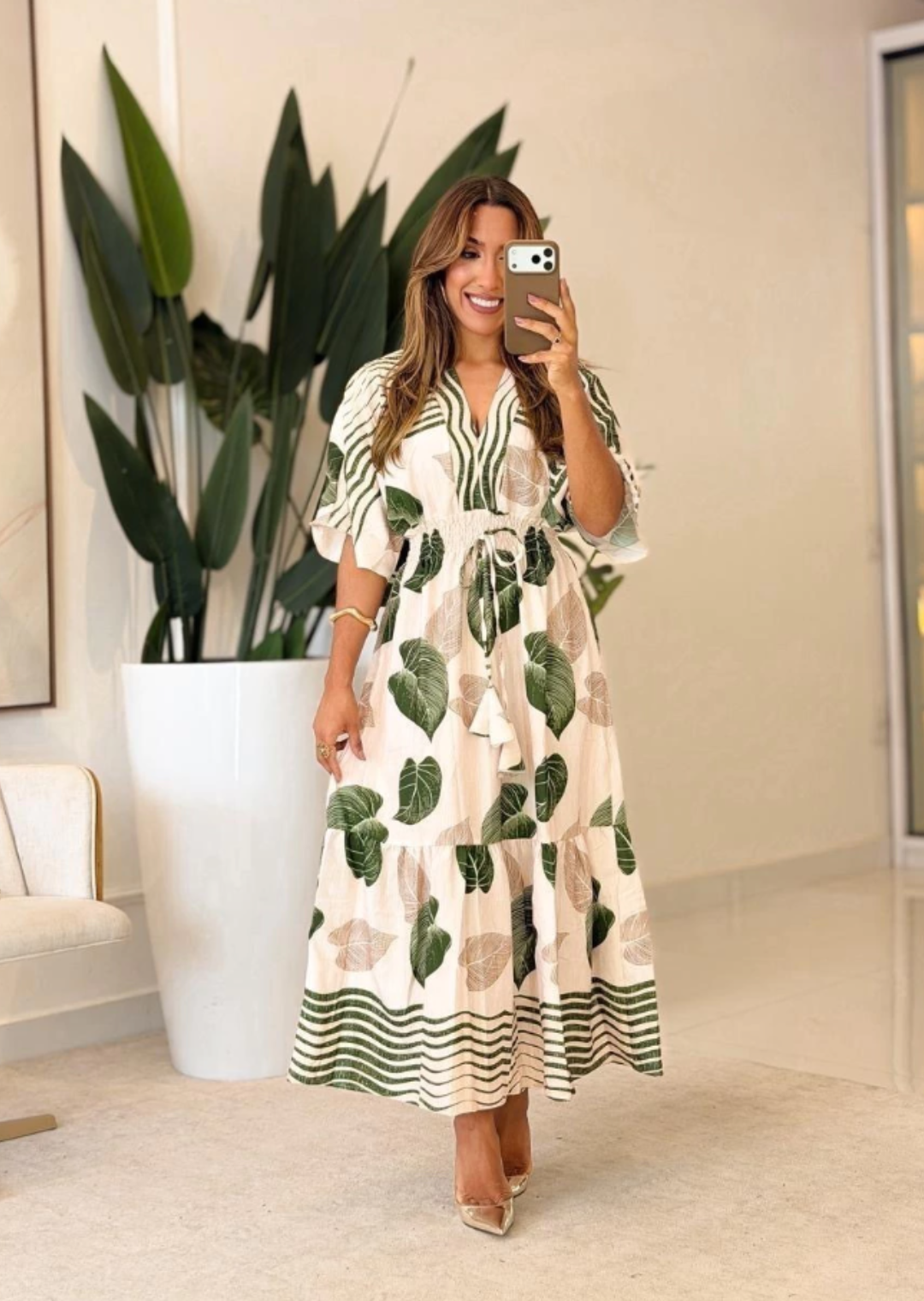 974 - Vestido Salinas | Manga Flare com elástec
